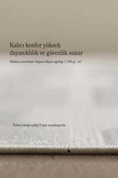 Özel Tasarım Krem Sisal Halı  Kolay Temizlenebilir, Kaymaz Tabanlı Şık Oturma Odası ve Salon Halısı