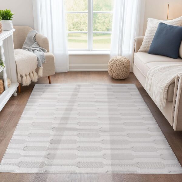 Özel Tasarım Krem Sisal Halı  Kolay Temizlenebilir, Kaymaz Tabanlı Şık Oturma Odası ve Salon Halısı