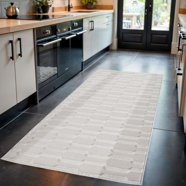 Özel Tasarım Krem Sisal Halı  Kolay Temizlenebilir, Kaymaz Tabanlı Şık Oturma Odası ve Salon Halısı