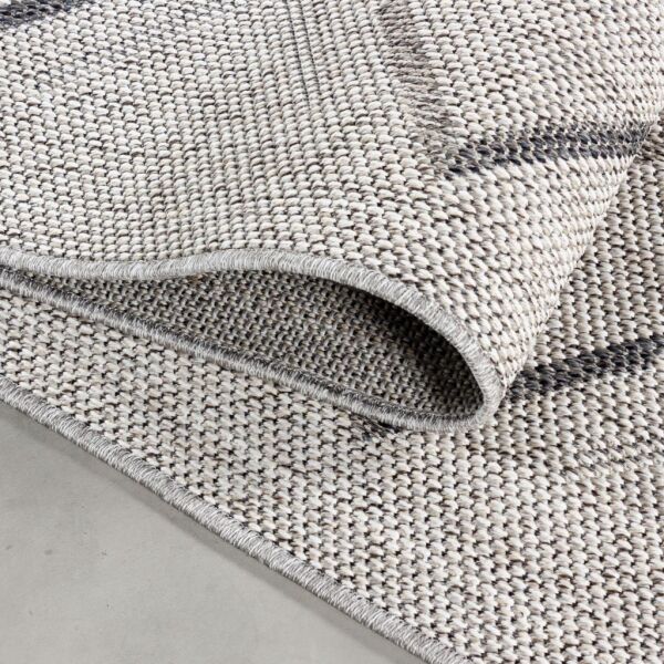 Zigzaglı Çizgili Halı Krem Halı Jüt Çift Taraflı Koridor Mutfak Yolluk Teras Balkon Halısı