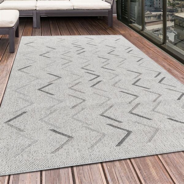 Zigzaglı Çizgili Halı Krem Halı Jüt Çift Taraflı Koridor Mutfak Yolluk Teras Balkon Halısı