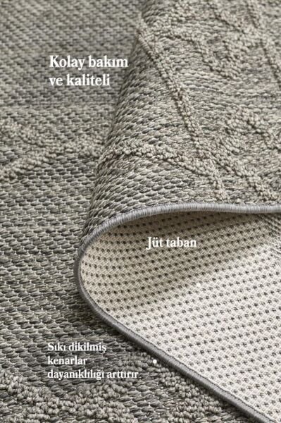 İskandinav Tasarım Boho Desenli Gri Halı Salon Halısı Mutfak Halısı Yolluk Paspas Dış Mekan Halısı