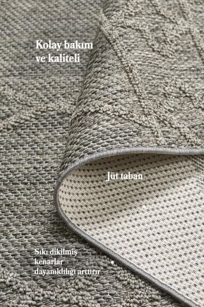 İskandinav Tasarım Boho Desenli Gri Halı Salon Halısı Mutfak Halısı Yolluk Paspas Dış Mekan Halısı