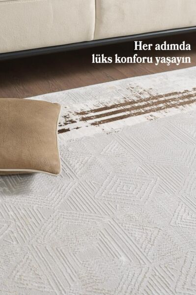 Estetik ve Modern Saçaklı Kahverengi Pamuk Halı Salon Oturma Odası Yolluk Mutfak Koridor Halısı