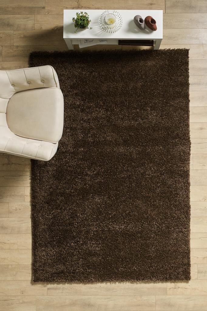 Tek Renk Desensiz Kahverengi Yumuşak Post Peluş Shaggy Halı Salon Oturma Odası Yolluk Mutfak Halısı