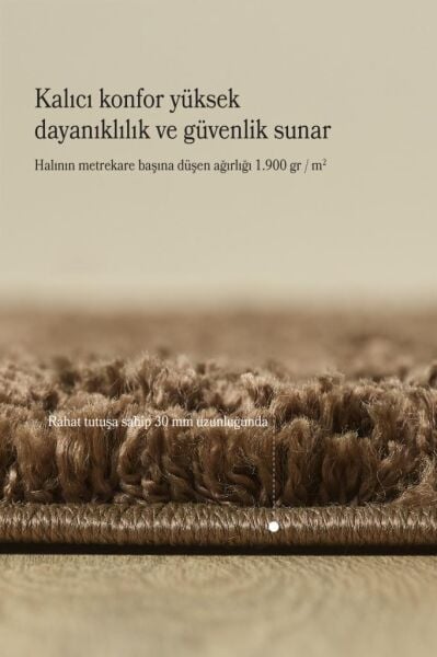 Tek Renk Desensiz Kahverengi Yumuşak Post Peluş Shaggy Halı Salon Oturma Odası Yolluk Mutfak Halısı