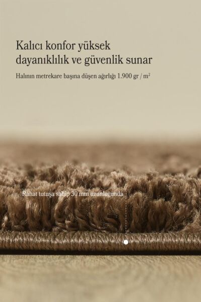 Tek Renk Desensiz Kahverengi Yumuşak Post Peluş Shaggy Halı Salon Oturma Odası Yolluk Mutfak Halısı