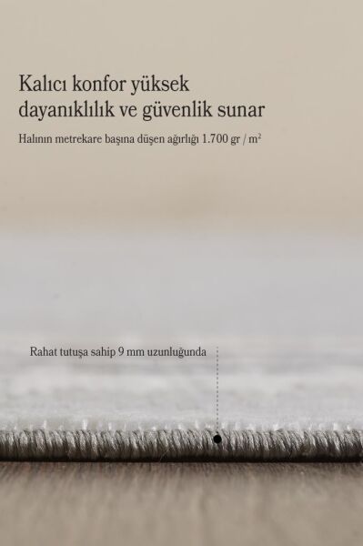 Modern Tasarımlı Saçaklı Gri Pamuk Halı Salon Oturma Odası Yolluk Mutfak Koridor Halısı
