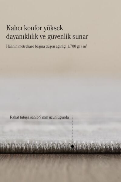 Modern Tasarımlı Saçaklı Gri Pamuk Halı Salon Oturma Odası Yolluk Mutfak Koridor Halısı
