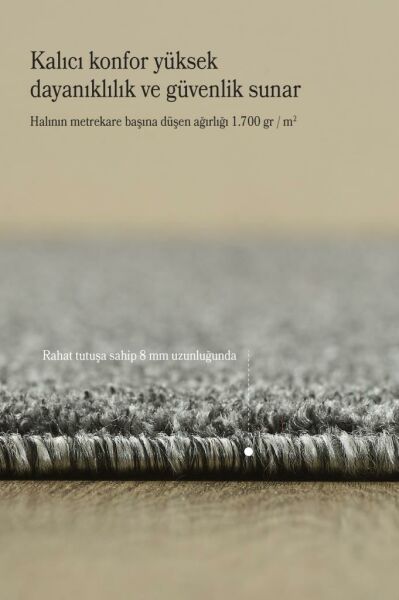 Düz Renk Gri Kısa Tüylü Yuvarlak Kaymaz Taban Halı Yolluk Salon Koridor Mutfak Halısı