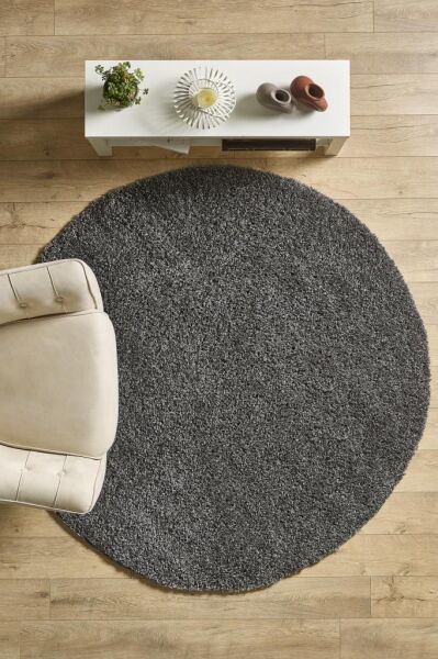 Tek Renk Desensiz Gri Yuvarlak Yumuşak Post Peluş Shaggy Halı Salon Oturma Odası Yolluk Mutfak Halı