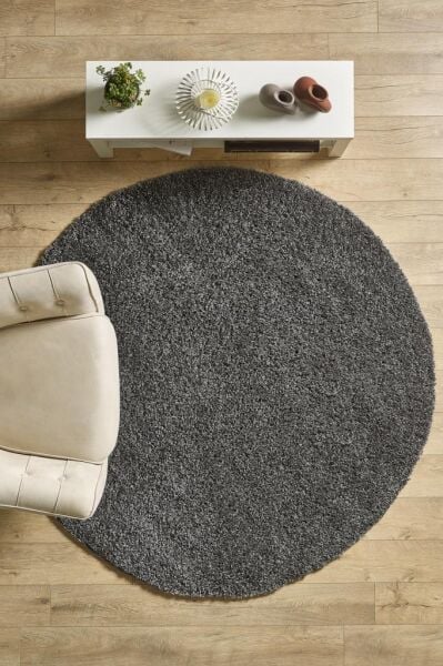 Tek Renk Desensiz Gri Yuvarlak Yumuşak Post Peluş Shaggy Halı Salon Oturma Odası Yolluk Mutfak Halı