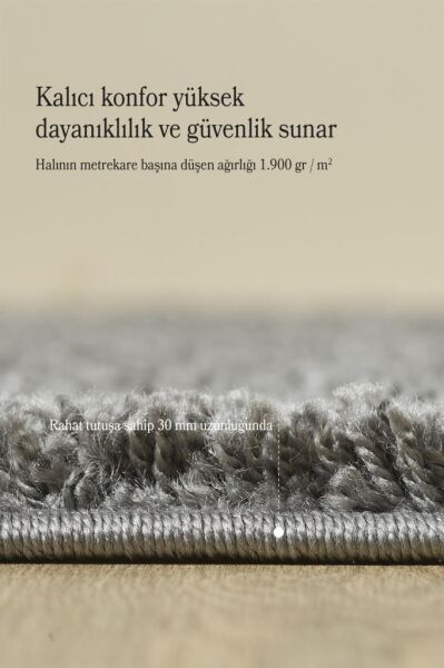 Tek Renk Desensiz Gri Yuvarlak Yumuşak Post Peluş Shaggy Halı Salon Oturma Odası Yolluk Mutfak Halı