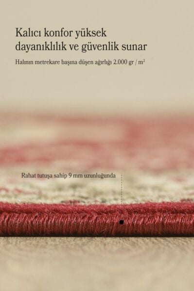 İran Halısı Bordürlü Çiçek Desenli Sık Dokuma Kırmızı Halı Oturma Odası Halısı Salon Halısı