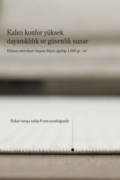 Krem Yumuşak Dokulu Jüt Taban Halı Kilim Salon Mutfak Koridor Yolluk Dokuma 9mm Antialerjik
