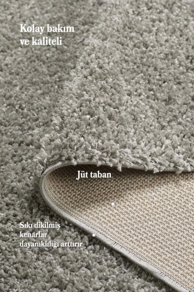 Tek Renk Desensiz Açık Gri Yumuşak Post Peluş Shaggy Halı Salon Oturma Odası Yolluk Mutfak Halısı