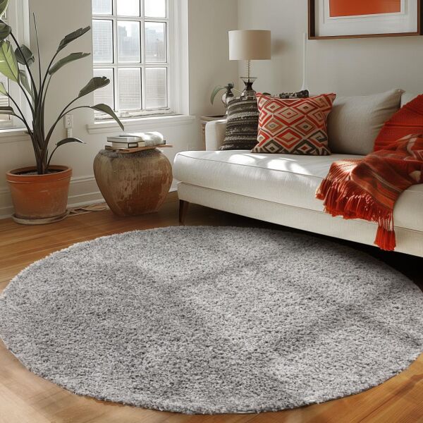 Tek Renk Desensiz Açık Gri Yumuşak Post Peluş Shaggy Halı Salon Oturma Odası Yolluk Mutfak Halısı