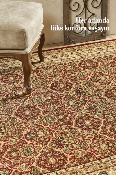 İran Halısı Bordürlü Motifli Sık Dokuma Kırmızı Halı Oturma Odası Halısı Salon Halısı