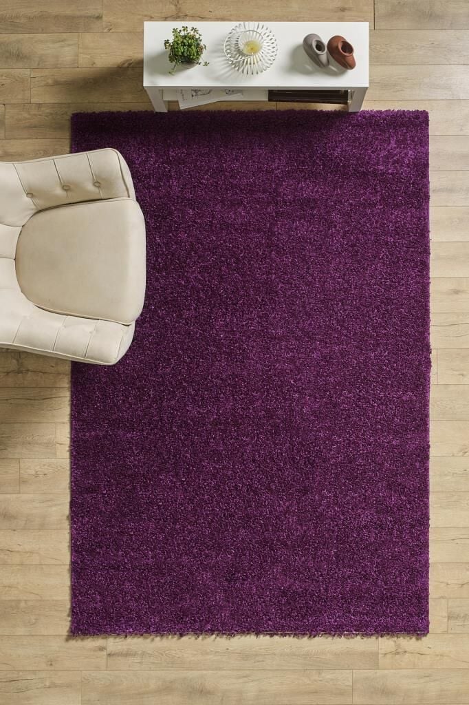 Tek Renk Desensiz Lila Yumuşak Post Peluş Shaggy Halı Salon Oturma Odası Yolluk Mutfak Halısı