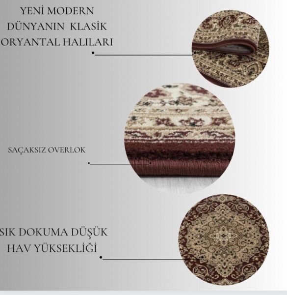 İran Halısı Bordürlü Motifli Sık Dokuma Krem Halı Oturma Odası Halısı Salon Halısı