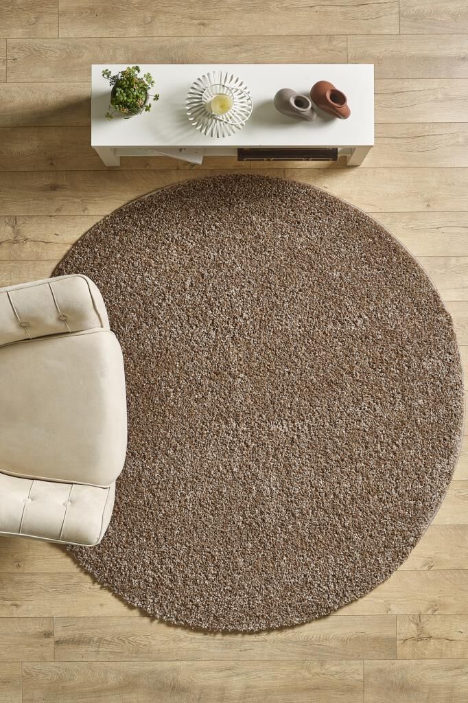 Tek Renk Desensiz Moka Yuvarlak Yumuşak Post Peluş Shaggy Halı Salon Oturma Odası Yolluk Mutfak Halı