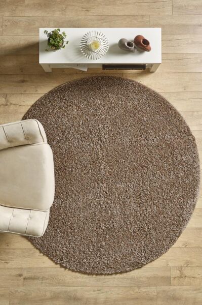 Tek Renk Desensiz Moka Yuvarlak Yumuşak Post Peluş Shaggy Halı Salon Oturma Odası Yolluk Mutfak Halı