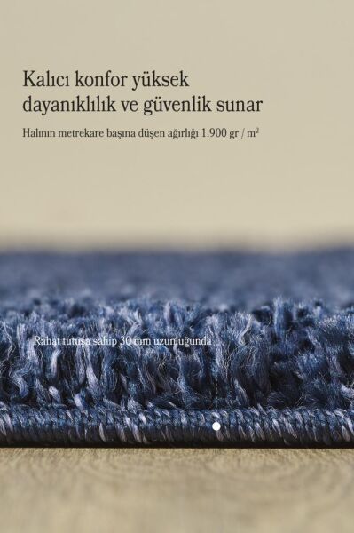 Tek Renk Desensiz Larcivert Yumuşak Post Peluş Shaggy Halı Salon Oturma Odası Yolluk Mutfak Halısı
