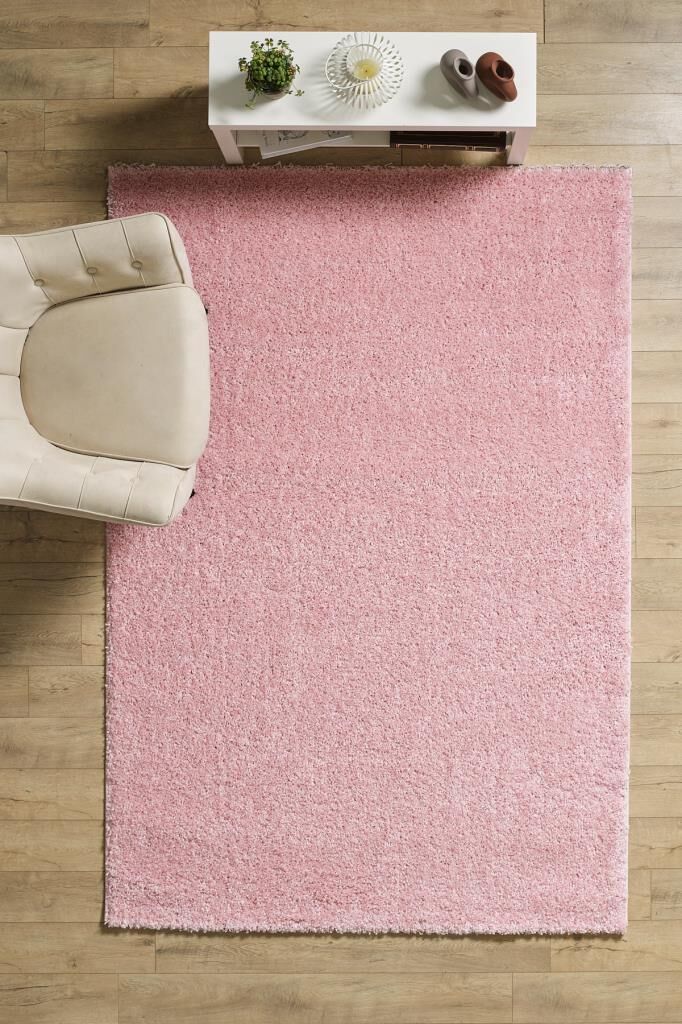 Tek Renk Desensiz Pembe Yumuşak Post Peluş Shaggy Halı Salon Oturma Odası Yolluk Mutfak Halısı