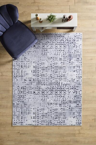 Dijital Baskı Yıkanabilir Kaymaz Taban İskandinav Tasarım Gri Salon Halısı Mutfak Halısı Yolluk