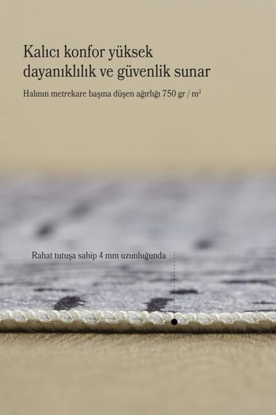 Dijital Baskı Yıkanabilir Kaymaz Taban İskandinav Tasarım Gri Salon Halısı Mutfak Halısı Yolluk