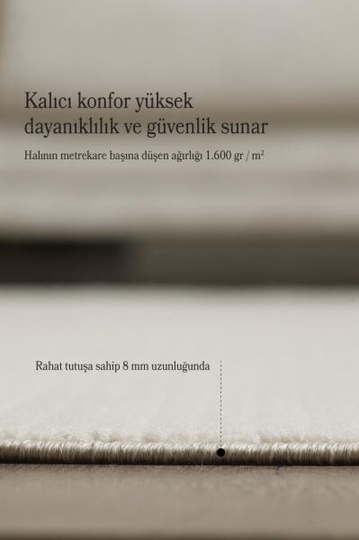 Bej Yumuşak Dokulu Jüt Taban Halı Kilim Salon Mutfak Koridor Yolluk Dokuma 9mm Antialerjik