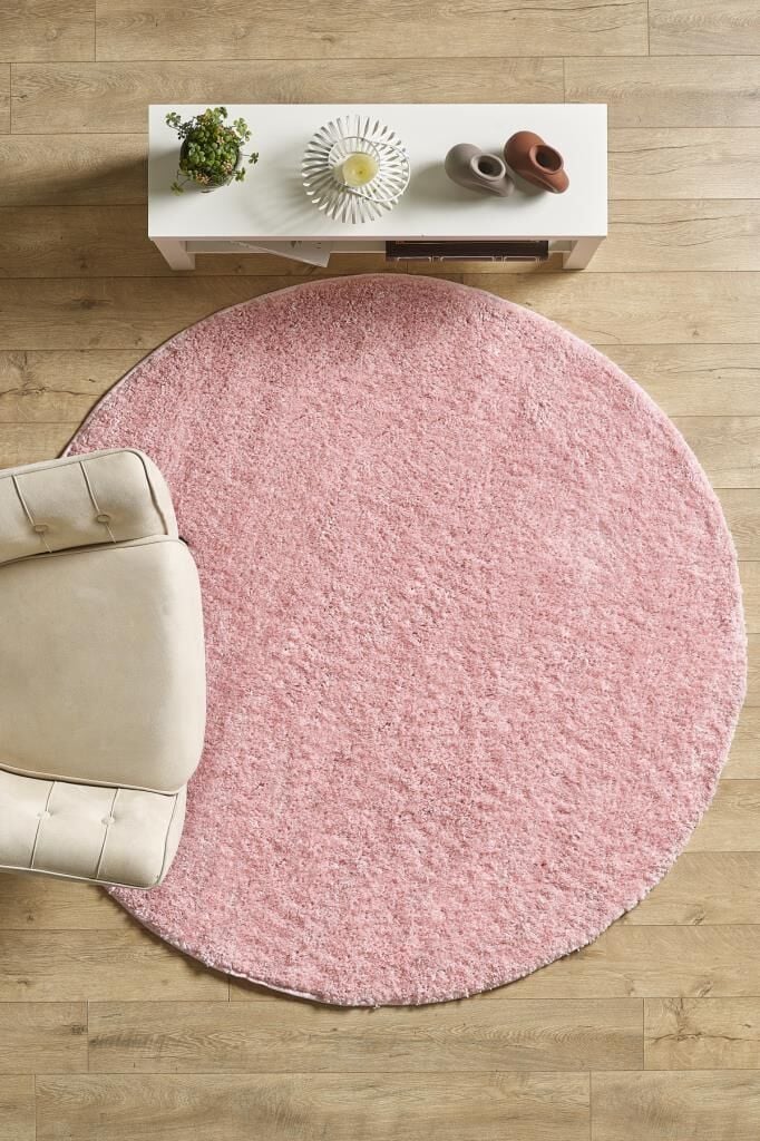 Tek Renk Desensiz Pembe Yumuşak Post Peluş Shaggy Halı Salon Oturma Odası Yolluk Mutfak Halısı