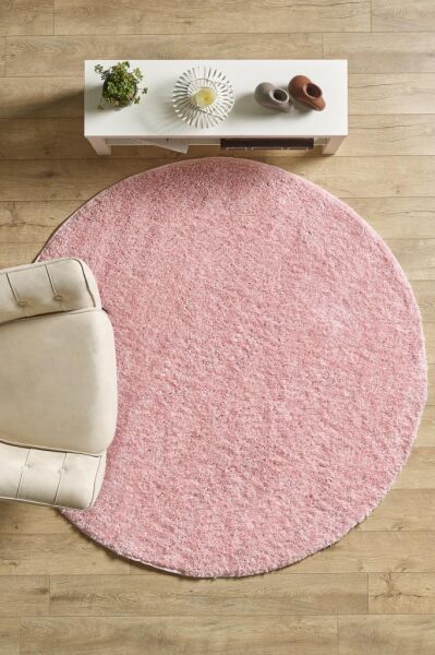 Tek Renk Desensiz Pembe Yumuşak Post Peluş Shaggy Halı Salon Oturma Odası Yolluk Mutfak Halısı