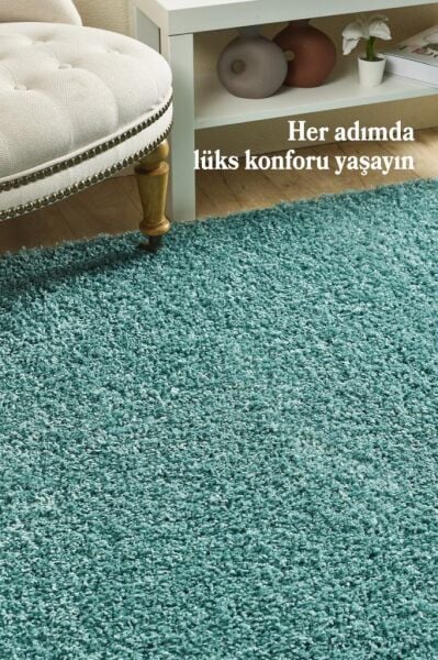 Tek Renk Deniz Mavisi, Yumuşak Post, Peluş Shaggy Halı Salon Oturma Odası Yolluk Mutfak Halısı