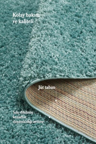 Tek Renk Deniz Mavisi, Yumuşak Post, Peluş Shaggy Halı Salon Oturma Odası Yolluk Mutfak Halısı