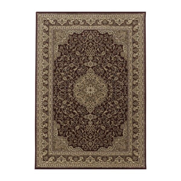 İran Halısı Bordürlü Madalyon Motifli Sık Dokuma Kırmızı Oturma Odası Halısı Salon Halısı