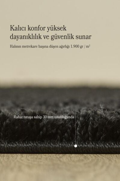 Tek Renk Desensiz Siyah Yumuşak Post Peluş Shaggy Halı Salon Oturma Odası Yolluk Mutfak Halısı