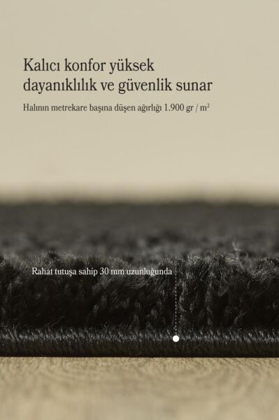 Tek Renk Desensiz Siyah Yumuşak Post Peluş Shaggy Halı Salon Oturma Odası Yolluk Mutfak Halısı