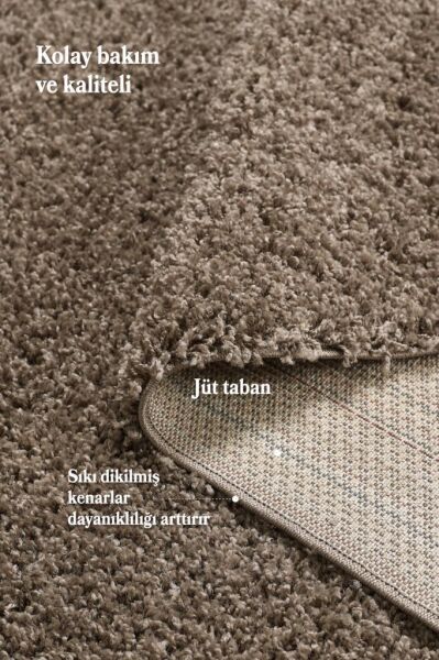 Tek Renk Desensiz Açık Kahve Yumuşak Post Peluş Shaggy Halı Salon Oturma Odası Yolluk Mutfak Halısı