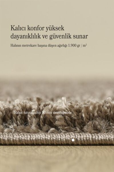 Tek Renk Desensiz Açık Kahve Yumuşak Post Peluş Shaggy Halı Salon Oturma Odası Yolluk Mutfak Halısı