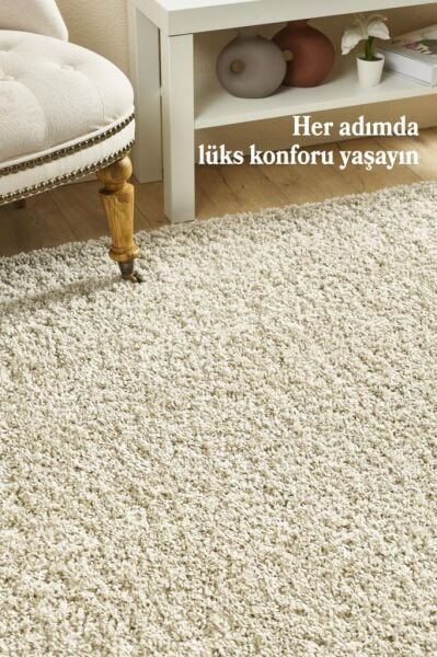 Tek Renk Desensiz Latte Yumuşak Post Peluş Shaggy Halı Salon Oturma Odası Yolluk Mutfak Halısı