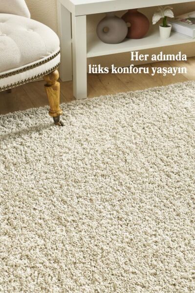 Tek Renk Desensiz Latte Yumuşak Post Peluş Shaggy Halı Salon Oturma Odası Yolluk Mutfak Halısı