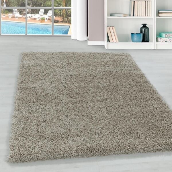 Tek Renk Desensiz Latte Yumuşak Post Peluş Shaggy Halı Salon Oturma Odası Yolluk Mutfak Halısı