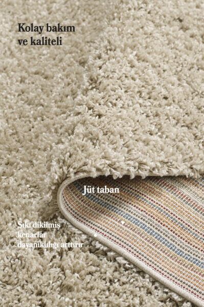 Tek Renk Desensiz Latte Yumuşak, Post Peluş Shaggy Halı Salon Oturma Odası Yolluk Mutfak Halısı