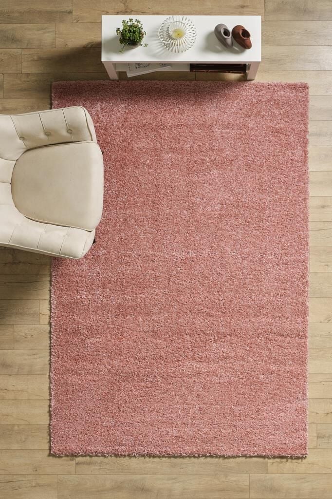 Tek Renk Pudra Pembesi, Yumuşak Post Peluş Shaggy Halı Salon Oturma Odası Yolluk Mutfak Halısı