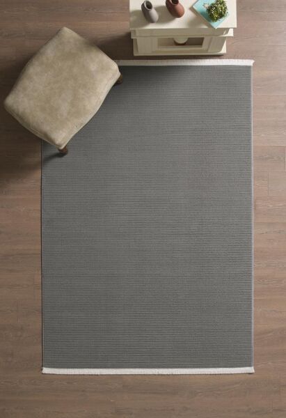 Gri Yumuşak Dokulu Jüt Taban Halı Kilim Salon Mutfak Koridor Yolluk Dokuma 9mm Antialerjik