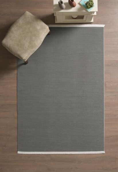 Gri Yumuşak Dokulu Jüt Taban Halı Kilim Salon Mutfak Koridor Yolluk Dokuma 9mm Antialerjik