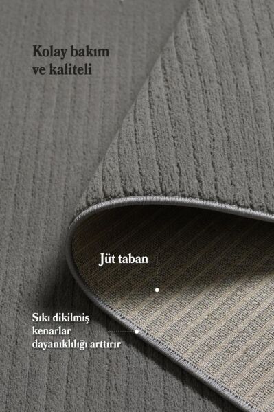 Gri Yumuşak Dokulu Jüt Taban Halı Kilim Salon Mutfak Koridor Yolluk Dokuma 9mm Antialerjik