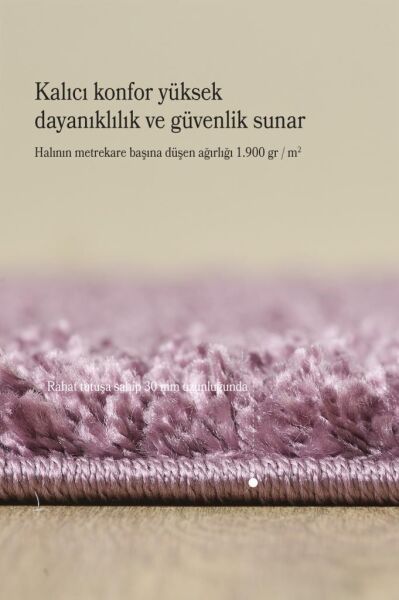 Tek Renk Desensiz Mor Yuvarlak Yumuşak Post Peluş Shaggy Halı Salon Oturma Odası Yolluk Mutfak Halı