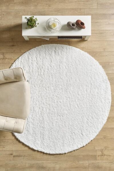 Tek Renk Desensiz, Beyaz Yumuşak, Post Peluş Shaggy Halı Salon Oturma Odası Yolluk Mutfak Halısı